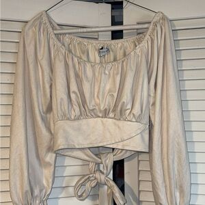 On The Road Cream Tie-Back Blouse